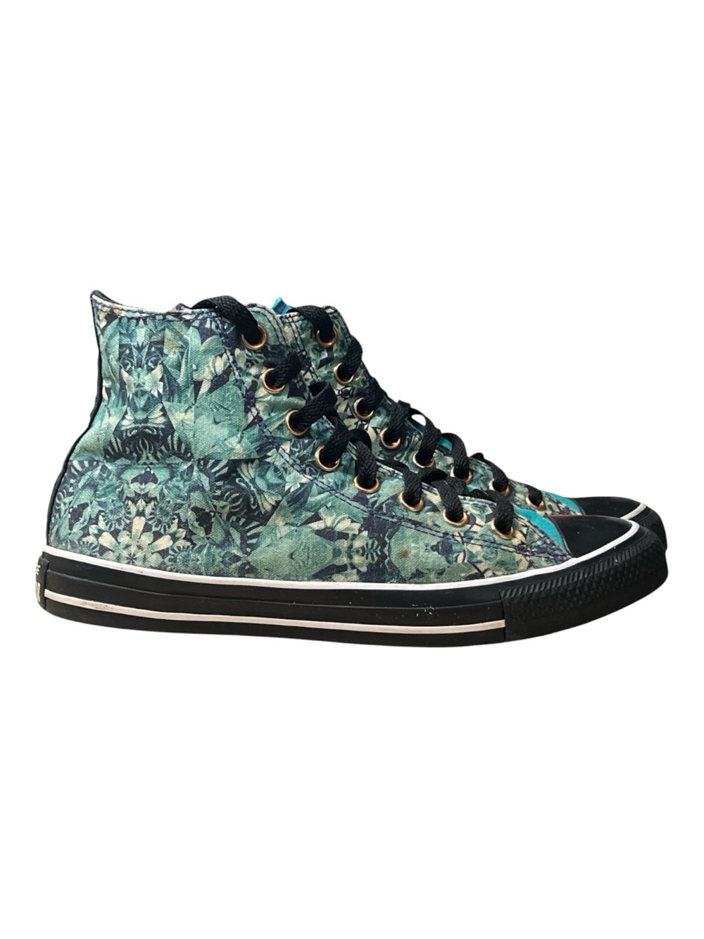 Converse Chuck Taylor All Star High Green Floral Shoes Men Size 7 Women Size 9